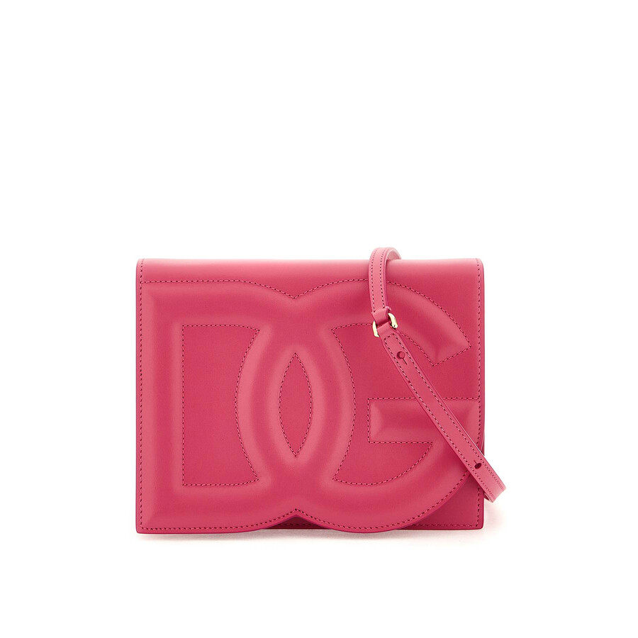 Dolce & Gabbana Logo Leather Crossbody Bag In Pink