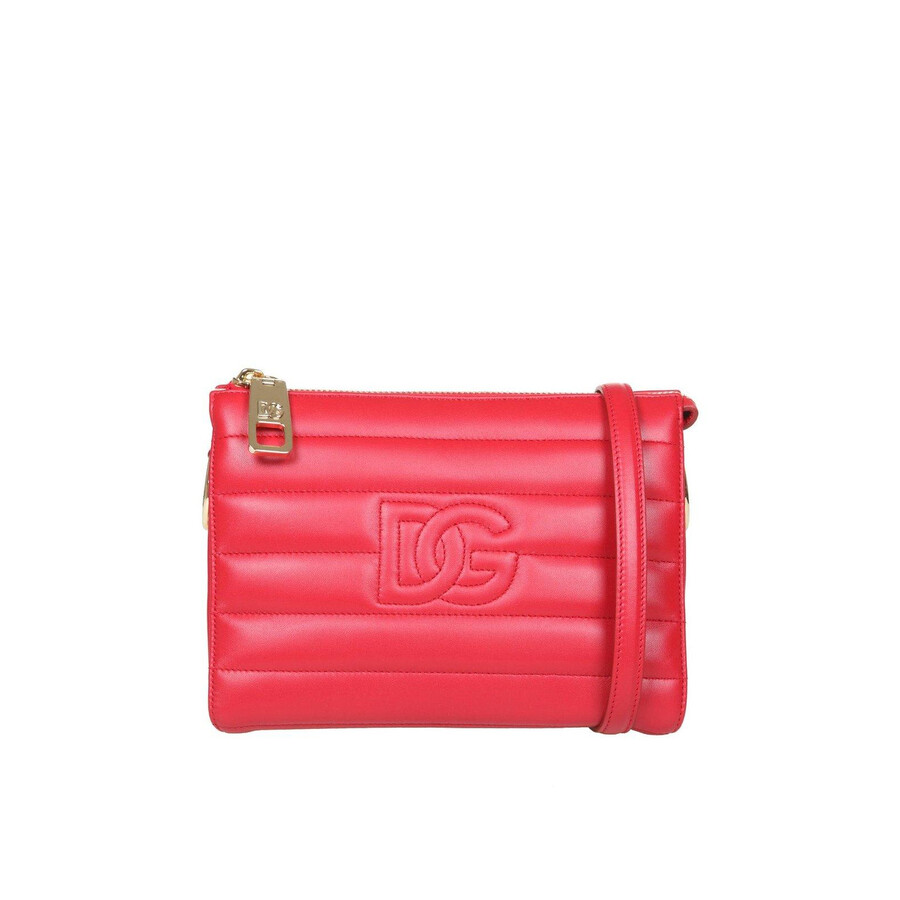Dolce & Gabbana Stitched-logo Detail Clutch Bag In Red