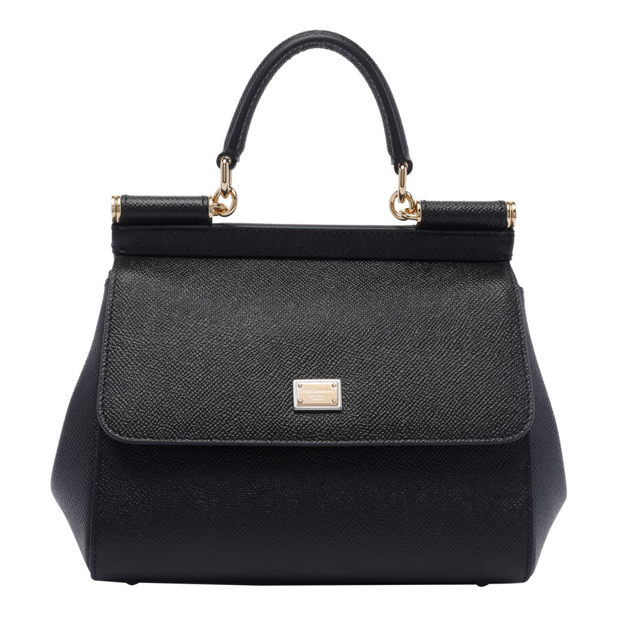 Dolce & Gabbana Black Handbag With Adjustable And Removable Shoulder Strap And Logo Plaque On The Front In Grained L