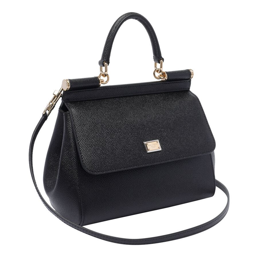 Dolce & Gabbana Black Handbag With Adjustable And Removable Shoulder Strap And Logo Plaque On The Front In Grained L
