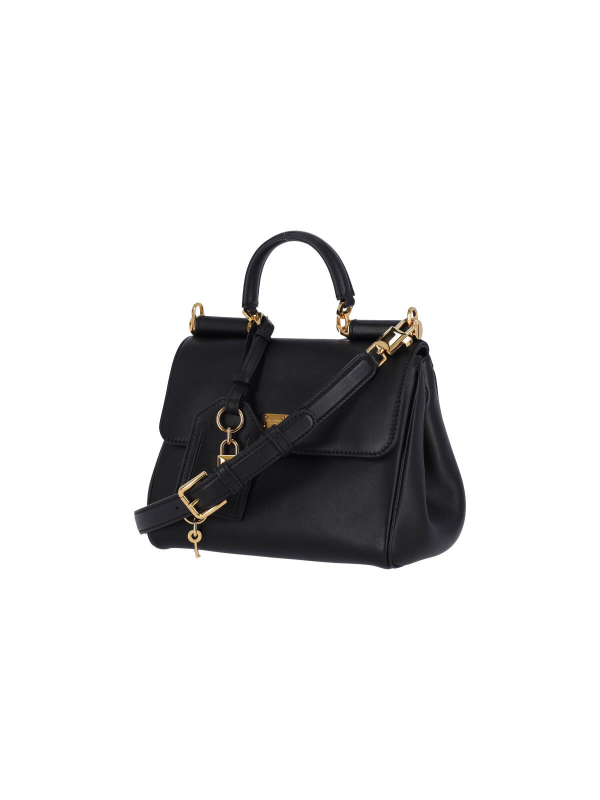Dolce & Gabbana Medium Sicily Leather Handbag With Structured Design In Black