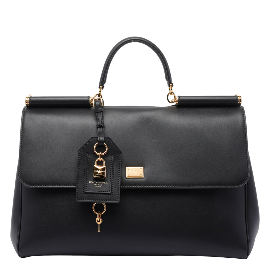 Dolce & Gabbana My Sicily Handbag In Plonge Leather In Black