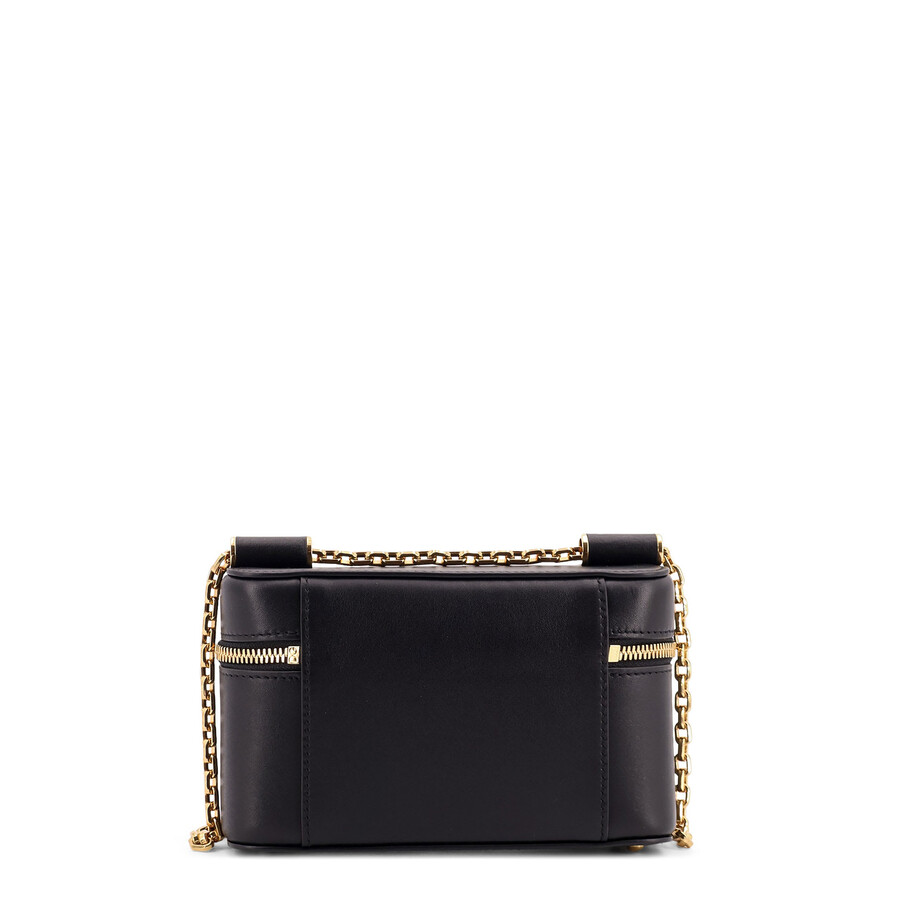 Dolce & Gabbana Sicily Leather Shoulder Bag With Metal Logo Tag In Black