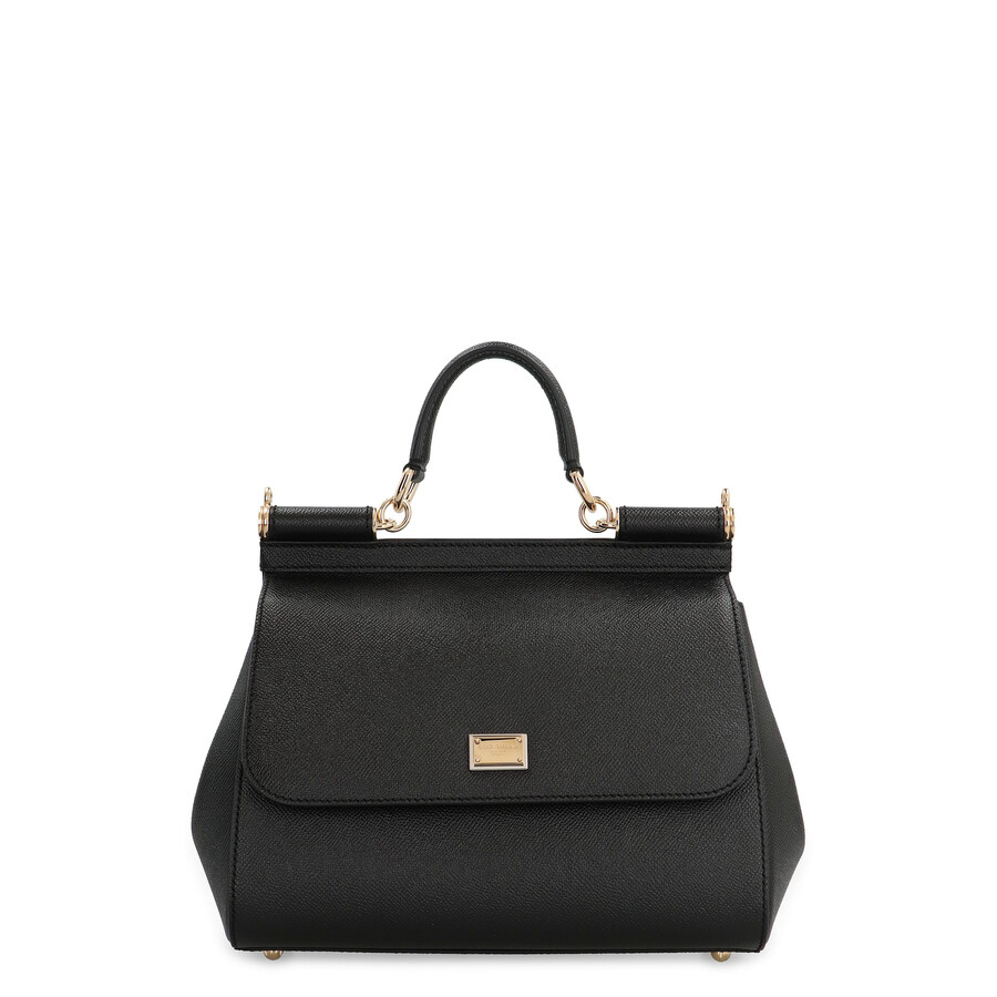 Dolce & Gabbana Sicily Grande Leather Handbag In Black