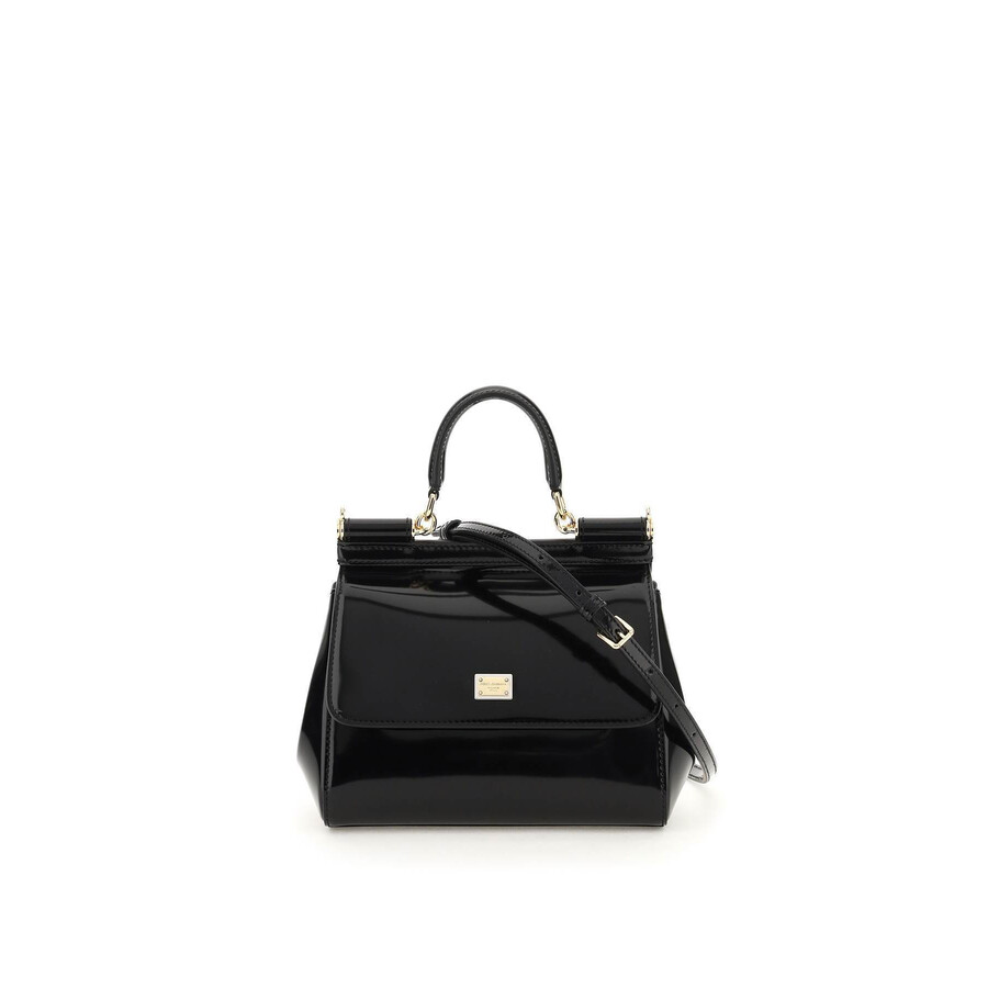 Dolce & Gabbana Sicily Medium Black Handbag With Adjustable And Removable Shoulder Strap And Logo Plaque On The Fron In Black