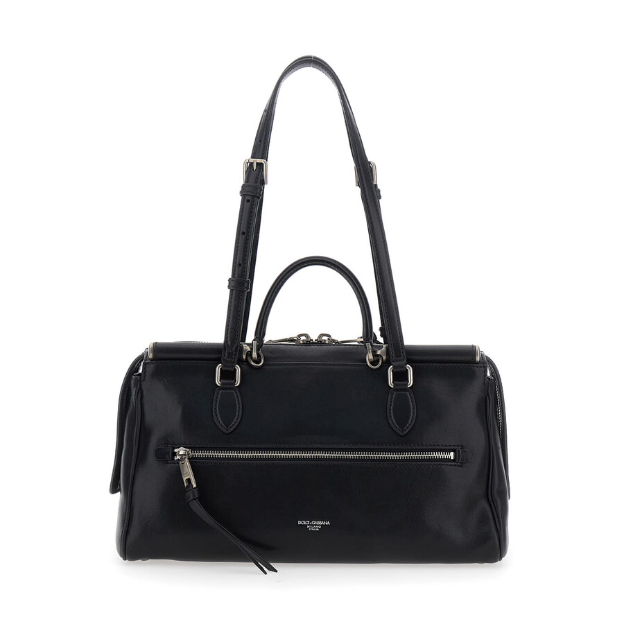 Dolce & Gabbana Vittoria Black Calfskin Bag In Black