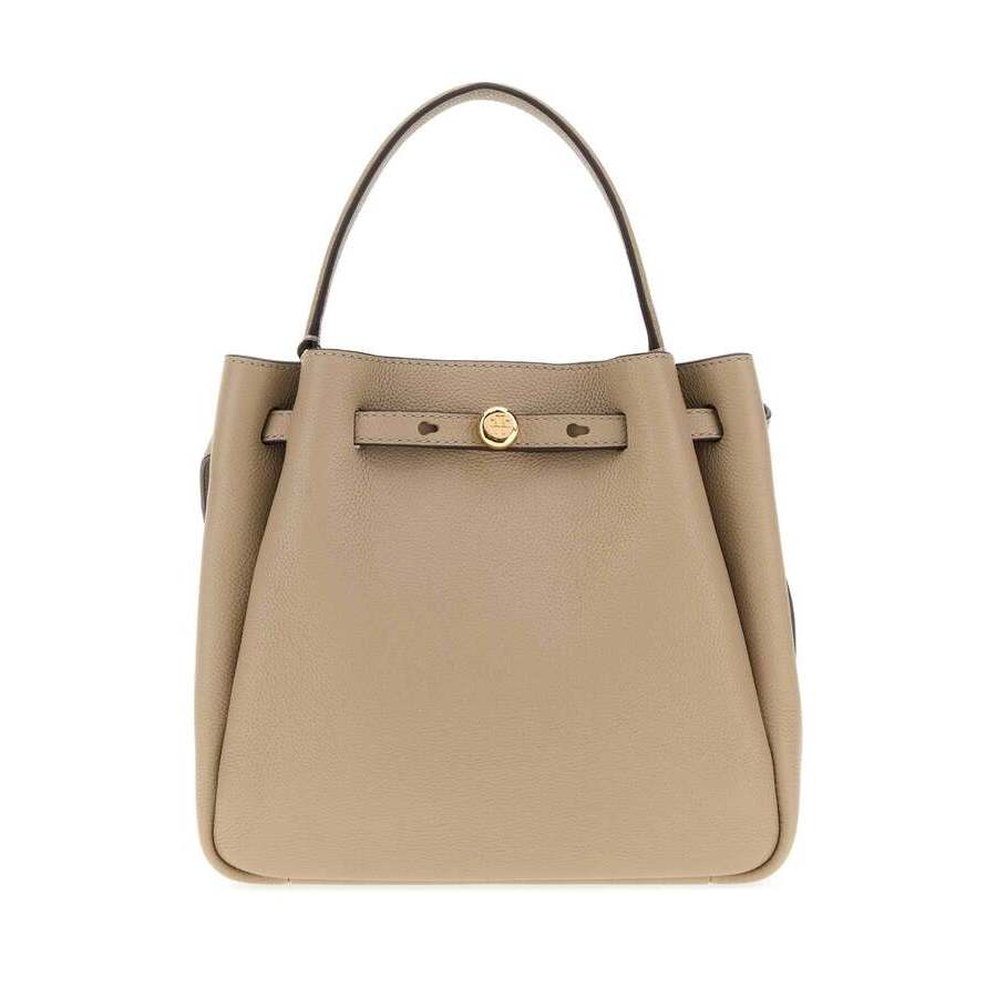 Tory Burch Dove Grey Leather Romy Bucket Bag Softcement Borse A Mano In ["grey"]