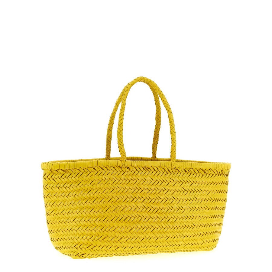 Dragon Diffusion Large Rectangular Shoulder Bag With Woven Texture In Yellow