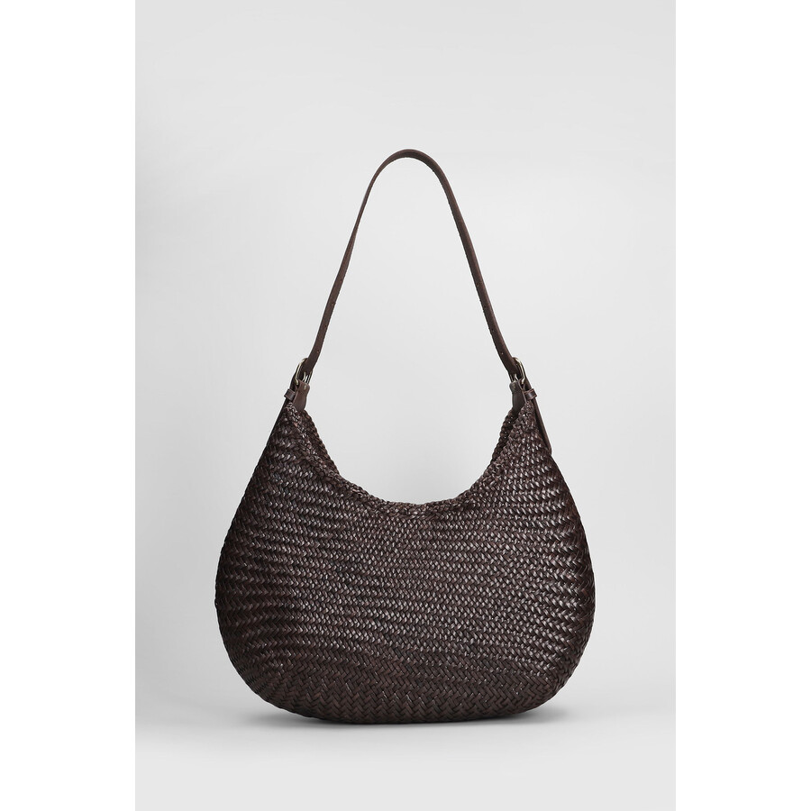 Dragon Diffusion Luna Mezza Woven Leather Shoulder Bag In Brown