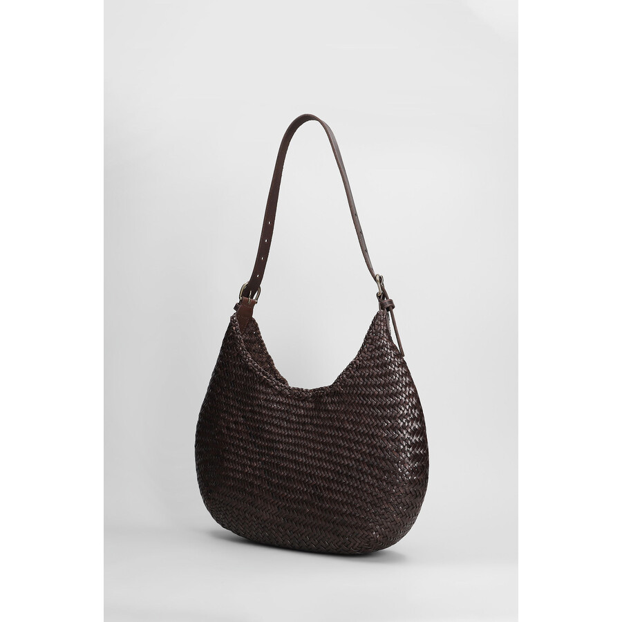 Dragon Diffusion Luna Mezza Woven Leather Shoulder Bag In Brown