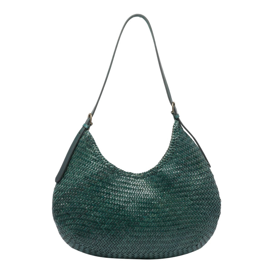 Dragon Diffusion Curved Woven Texture Shoulder Bag In Green