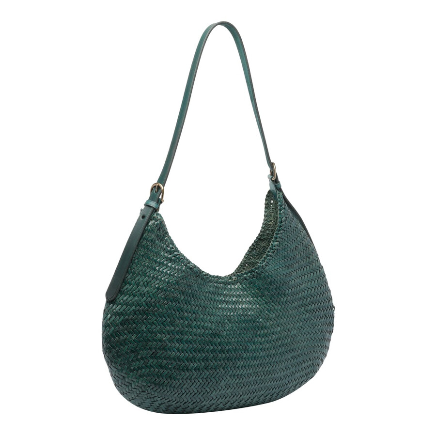 Dragon Diffusion Curved Woven Texture Shoulder Bag In Green