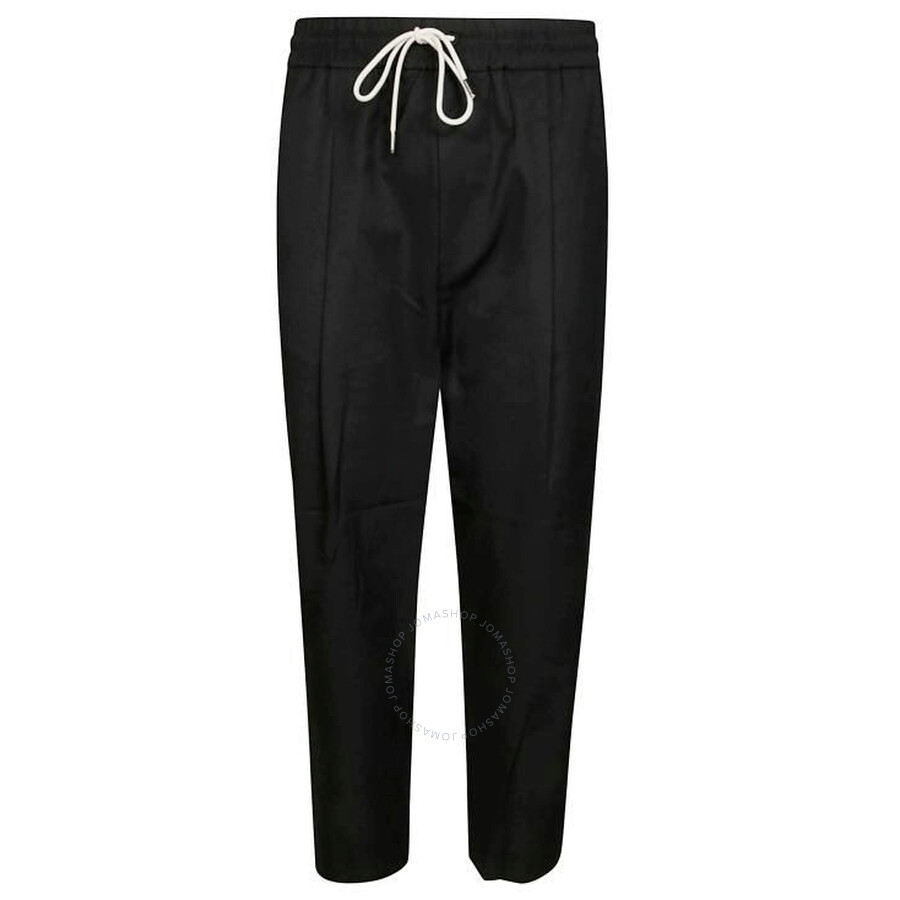 Drôle De Monsieur Black Carrot Pants With Drawstring In Wool Blend Man In Black