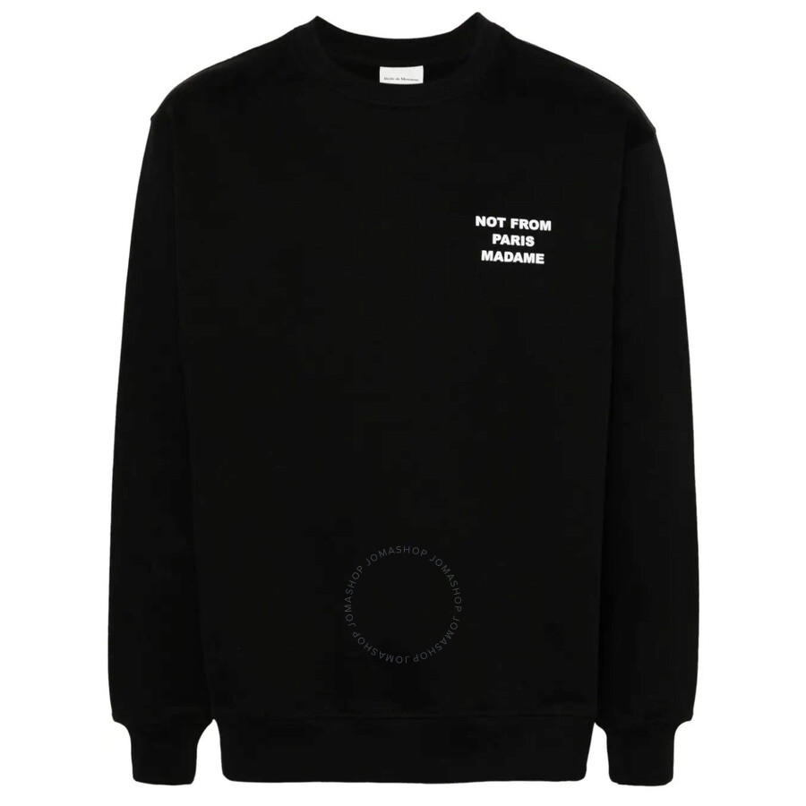 Drôle De Monsieur Black Sweatshirt With Bold Slogan And Elastic Hems In Black