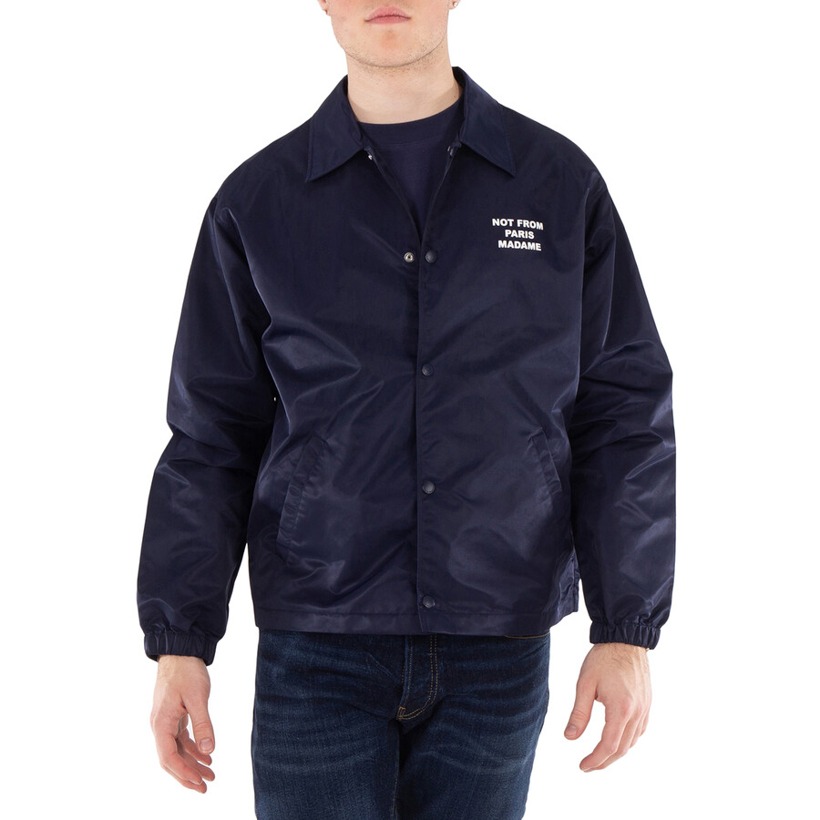Men's Navy Slogan Coach Jacket