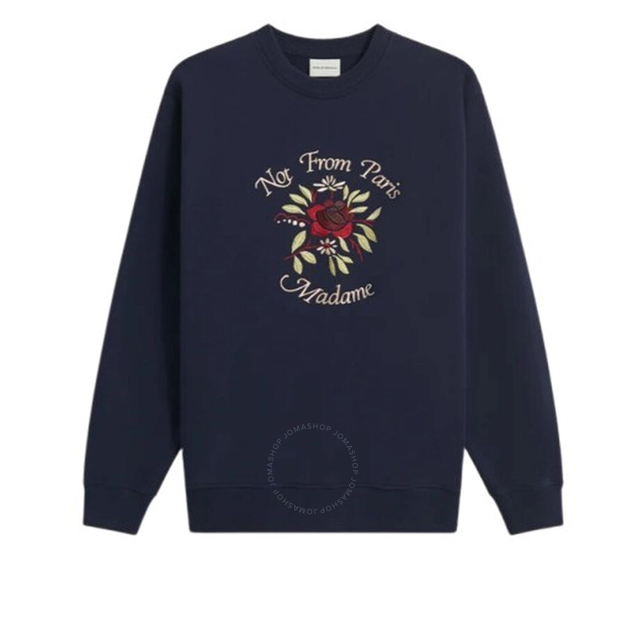 Drôle De Monsieur Drole De Monsieur Men's Navy Slogan Fleurs Le Sweatshirt In Blue