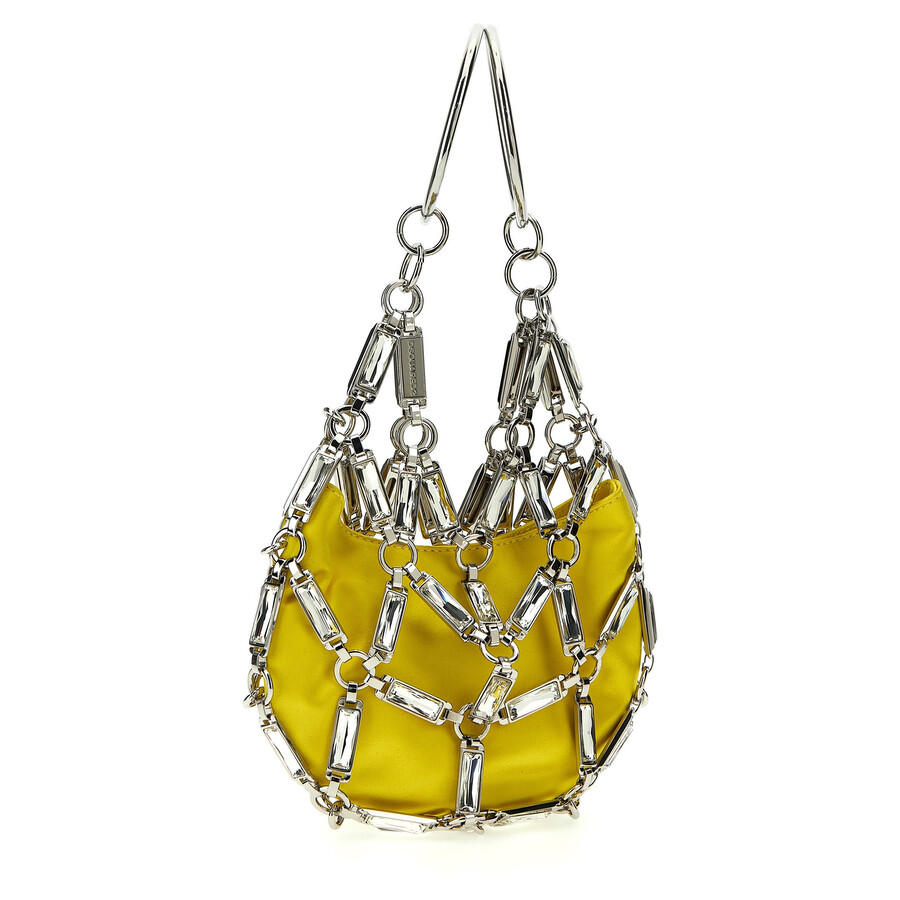 Dsquared2 Link Chain Crystal Top Handle Bag In Yellow