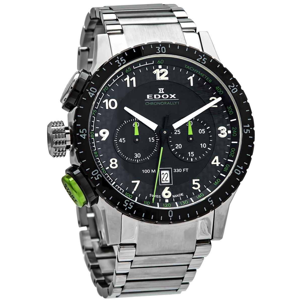 Edox Chronorally 1 Chronograph Quartz Black Dial Men's Watch 10305