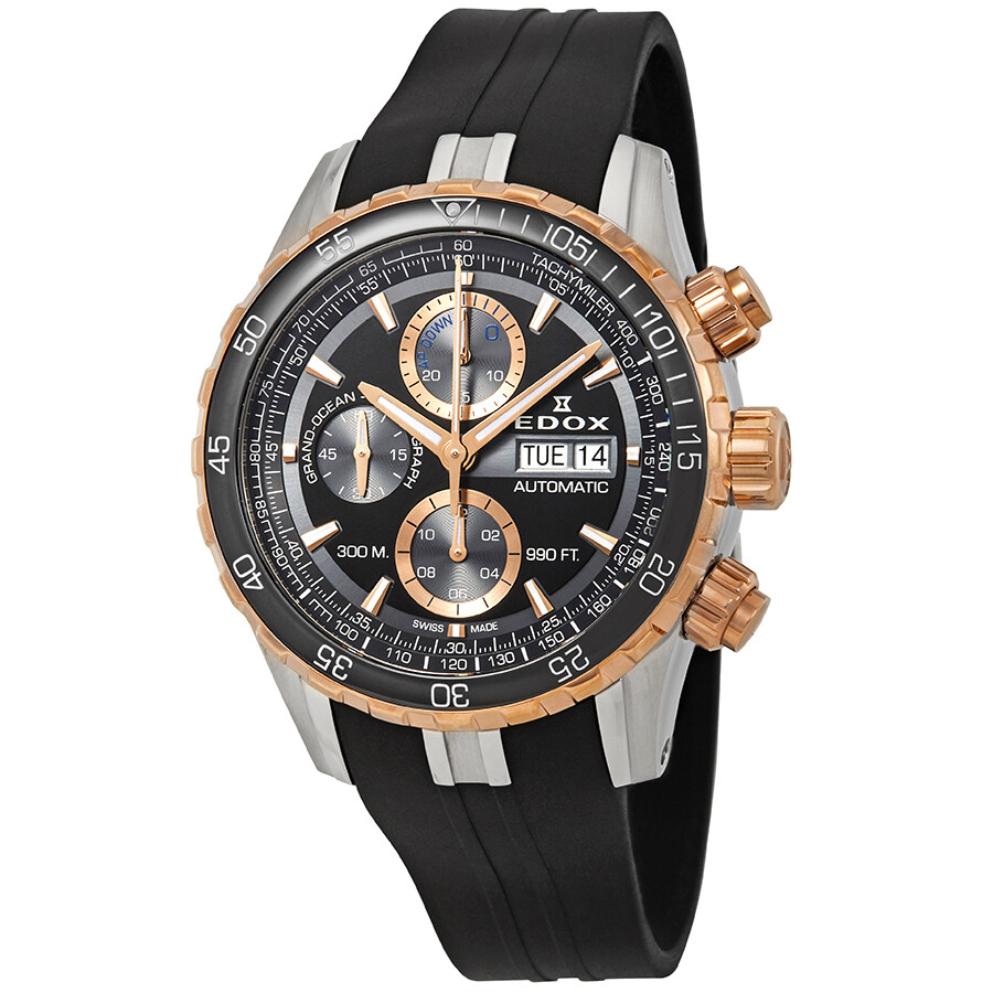 Edox Grand Ocean Chronograph Automatic Black Dial Men's Watch 01123