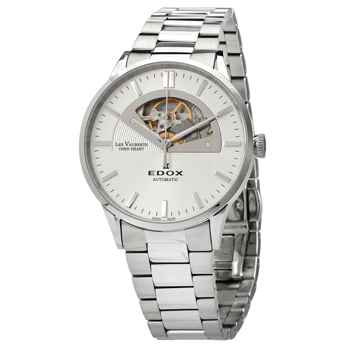 Edox Les Vauberts Open Heart Automatic Silver Dial Men's Watch