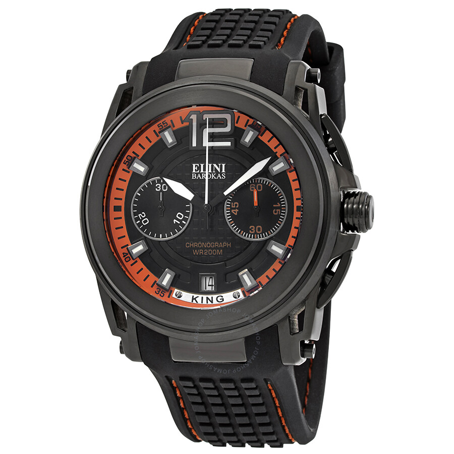 Elini Barokas King Chronograph Black Dial Men's Watch ELINI-20014-BB-01- ...