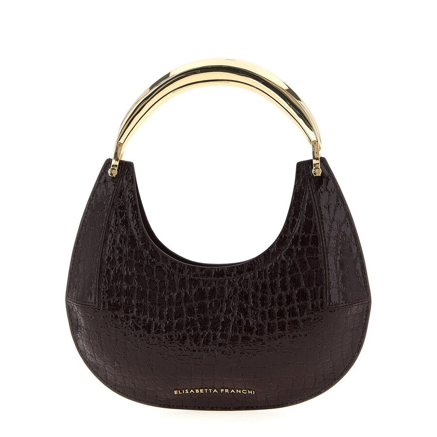 Elisabetta Franchi Hobo Small Shoulder Bag In Brown