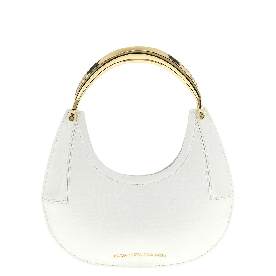 Elisabetta Franchi Logo-plaque Shoulder Bag In White