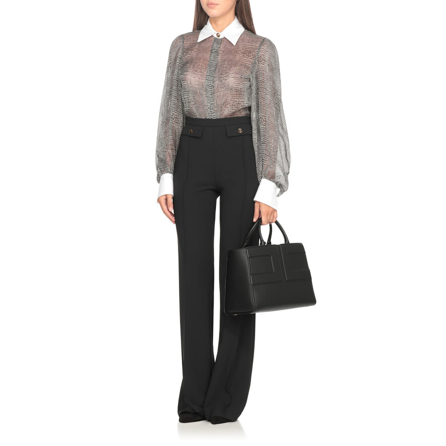 Elisabetta Franchi Structured Pebbled Shoulder Bag In Gray