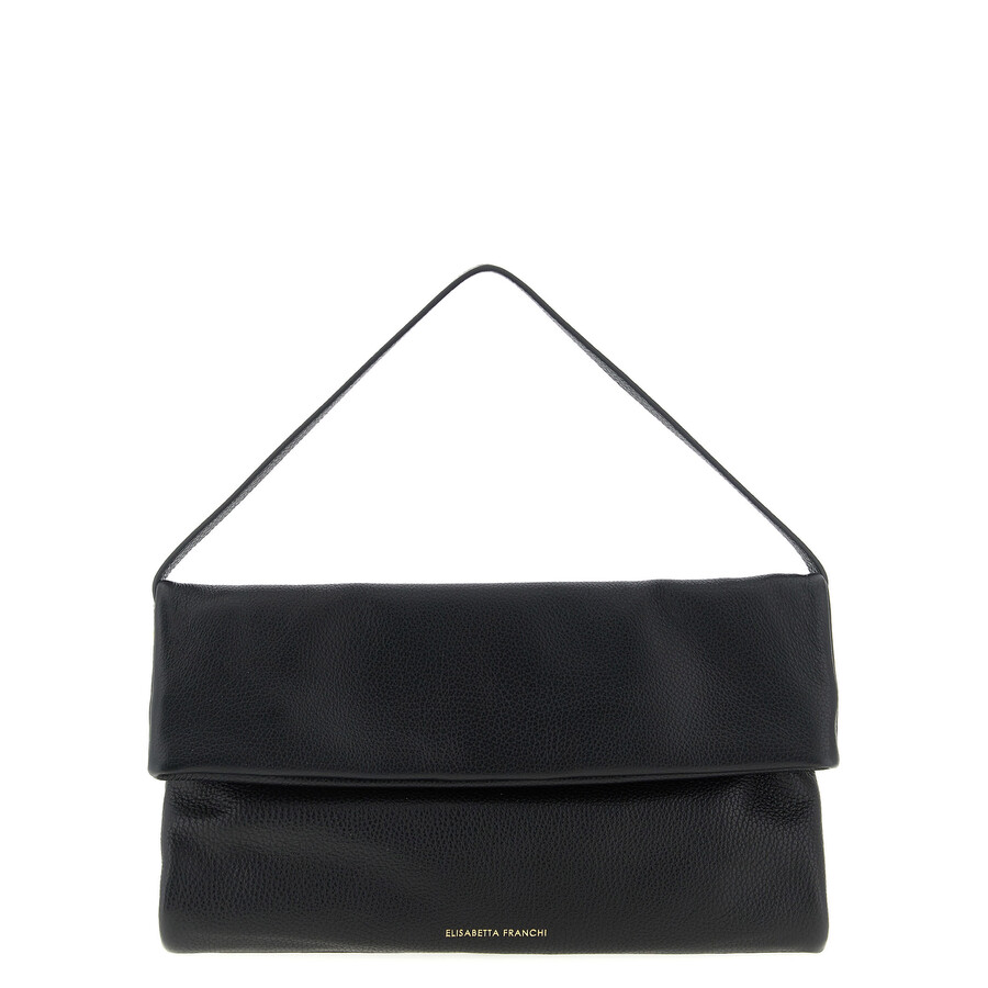 Elisabetta Franchi Signature Shoulder Bag Top Handle In Black