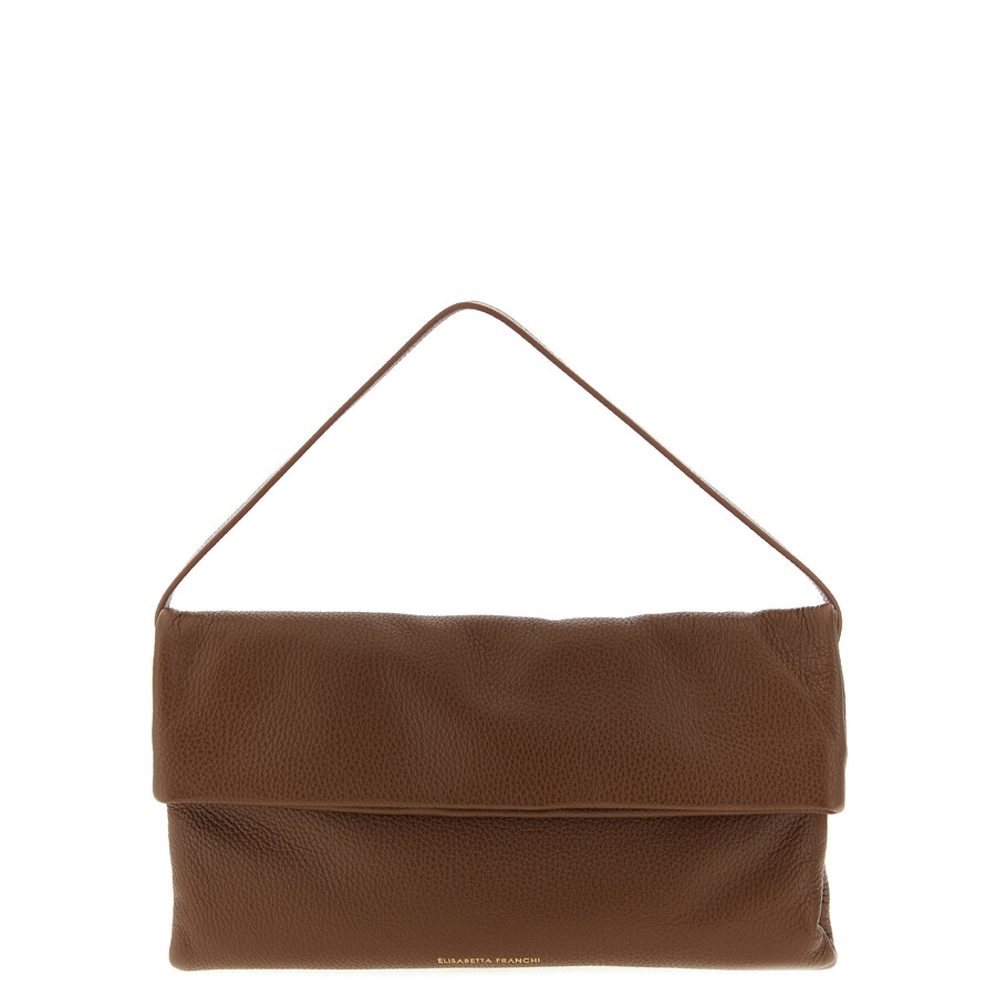Elisabetta Franchi Signature Shoulder Bag Top Handle In Brown
