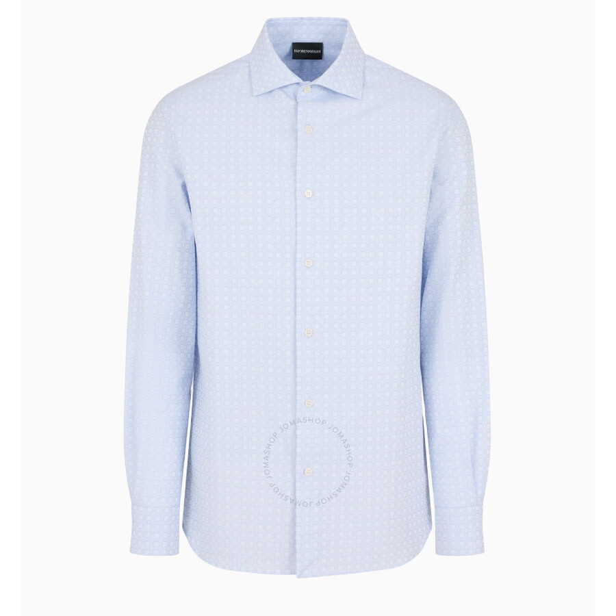 Emporio Armani Cotton Shirt With All-over Jacquard Logo Pattern