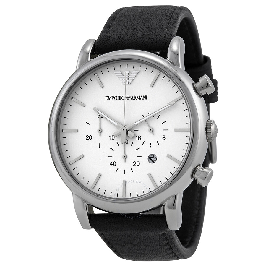 mens leather armani watch