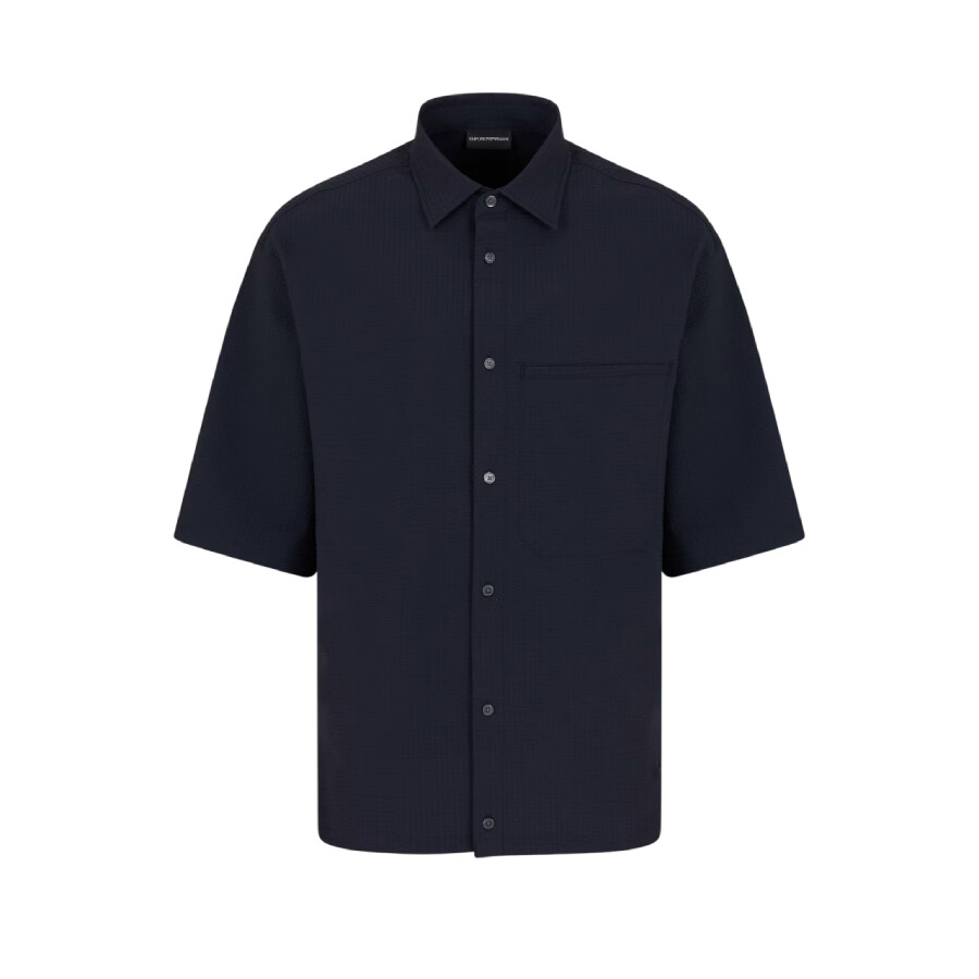 Emporio Armani Classic Collar Short-sleeved Shirt In Blue