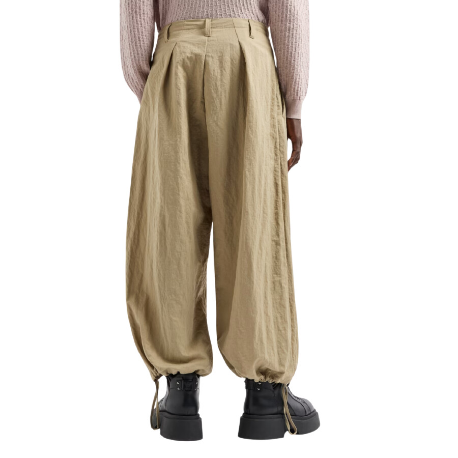 Emporio Armani Drawstring Polyamide Wide Trouser In Yellow