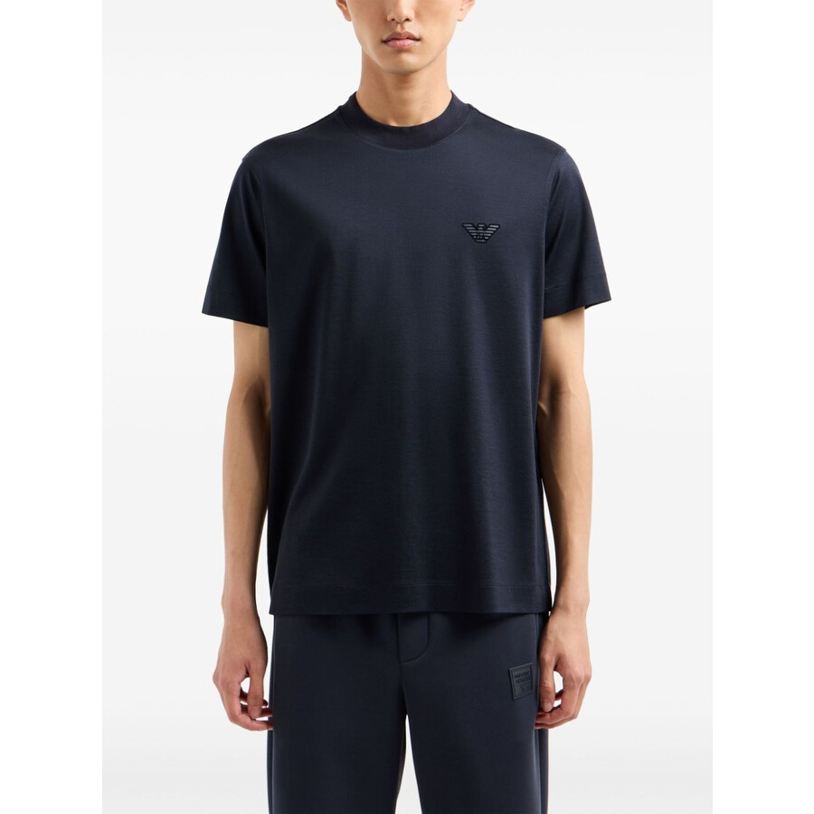 Emporio Armani Logo Eagle-embellished Crew-neck T-shirt In Blue