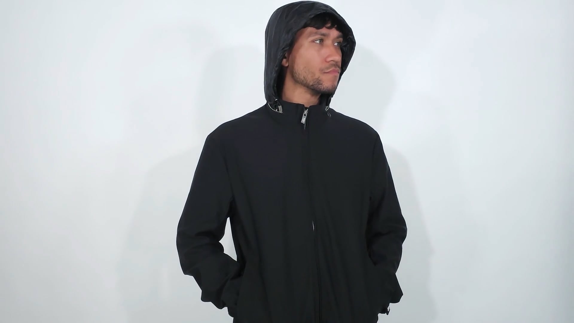 Emporio Armani Essentials Full-Zip Nylon Jacket with Stowaway Hood