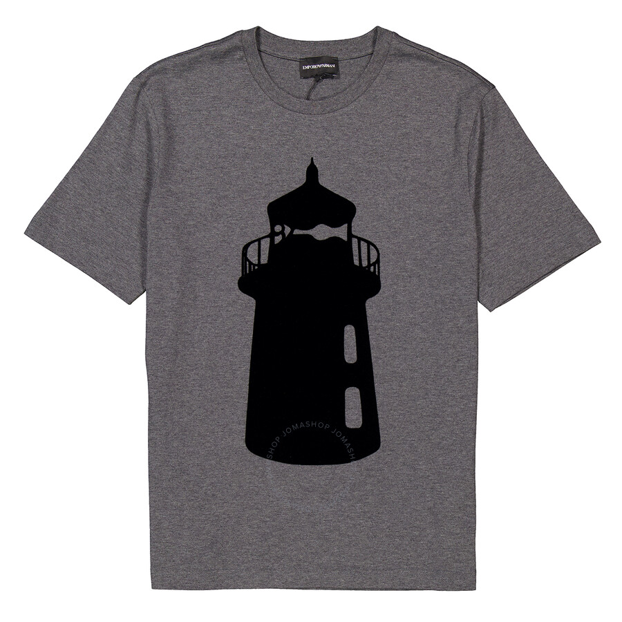 Emporio Armani Graphic-print Cotton T-shirt In Gray