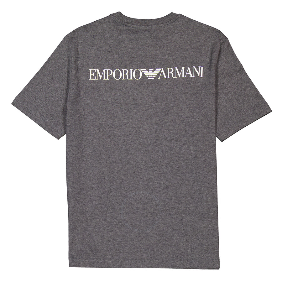 Emporio Armani Graphic-print Cotton T-shirt In Gray