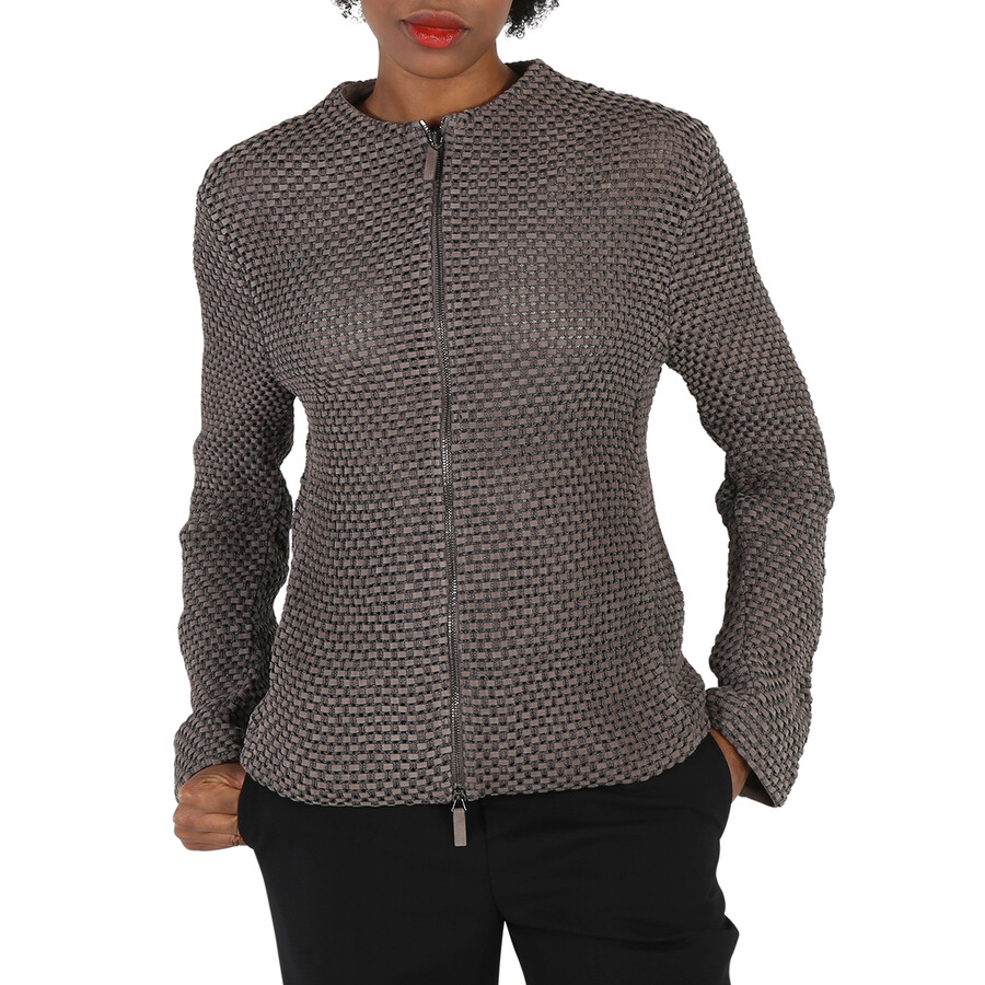 Grey Knit-Jacquard Jacket