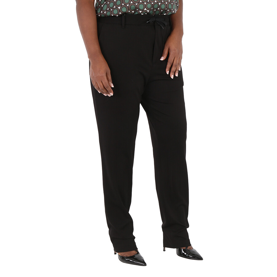 Shop Emporio Armani Ladies Black Stretch Cotton Drawstring Trousers