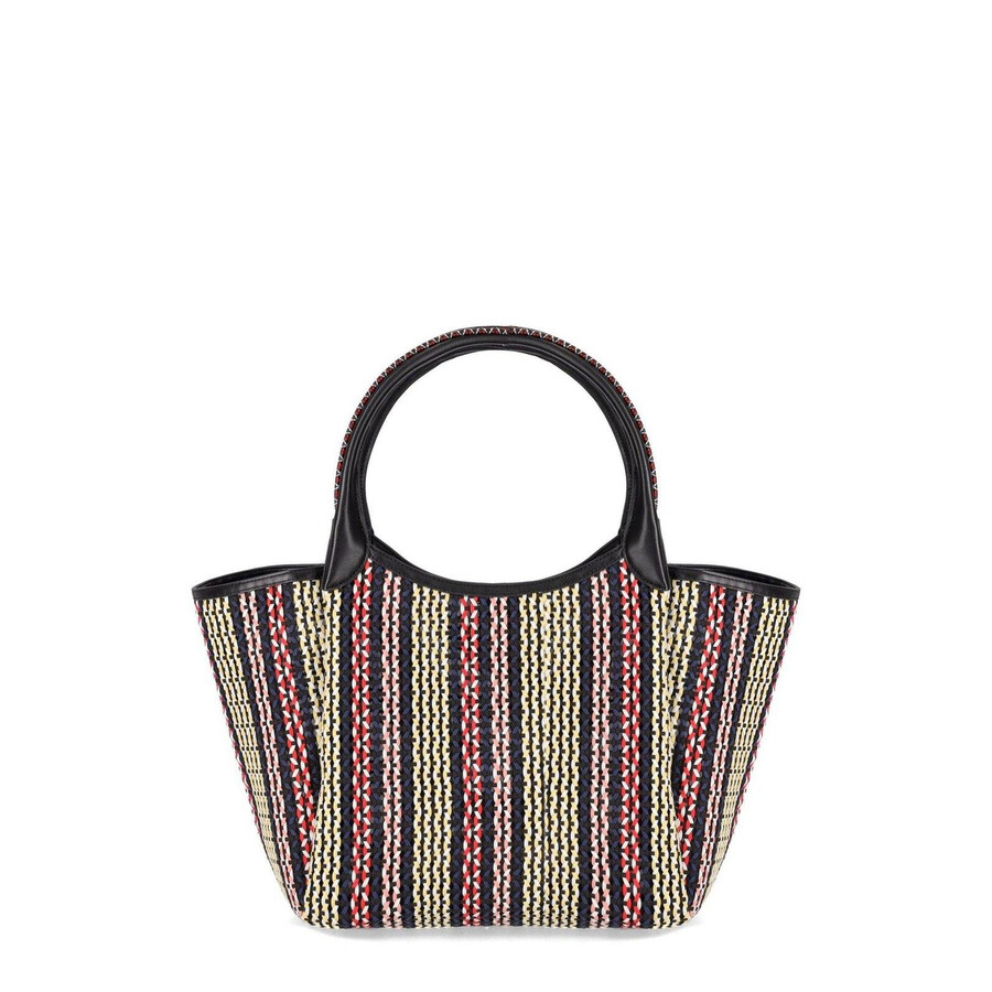 Emporio Armani Logo Charm Basket-weave Tote Bag In Multi
