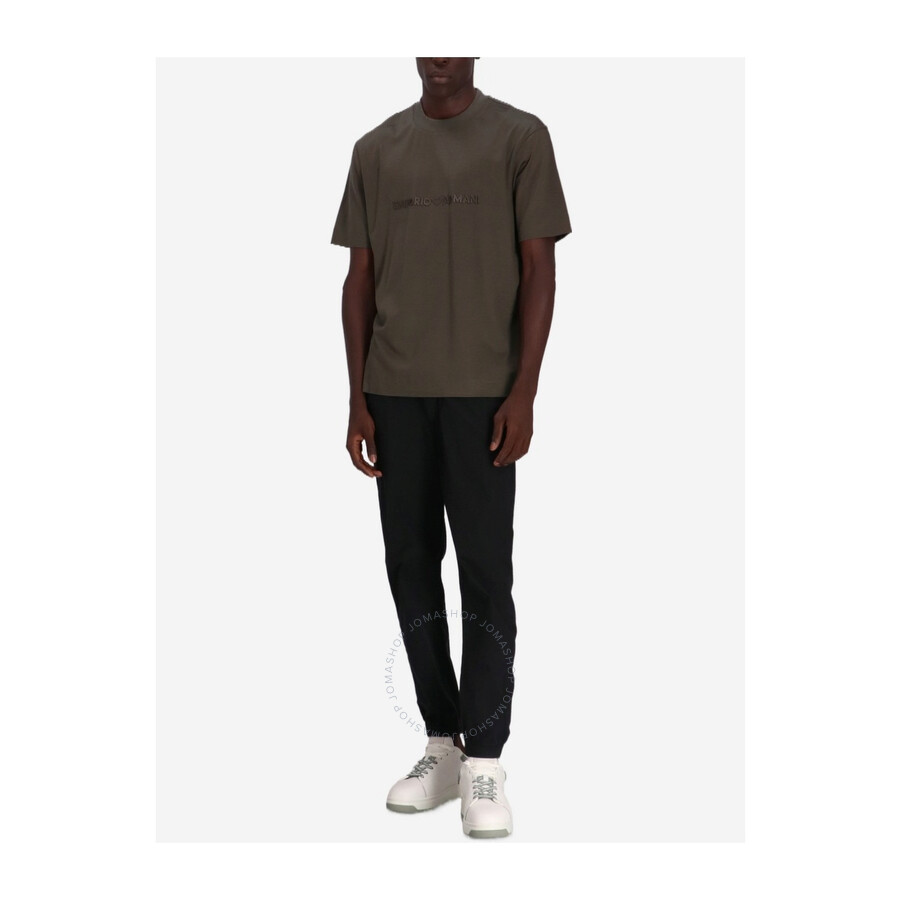 Emporio Armani Logo Embroidered Lyocell-blend T-shirt