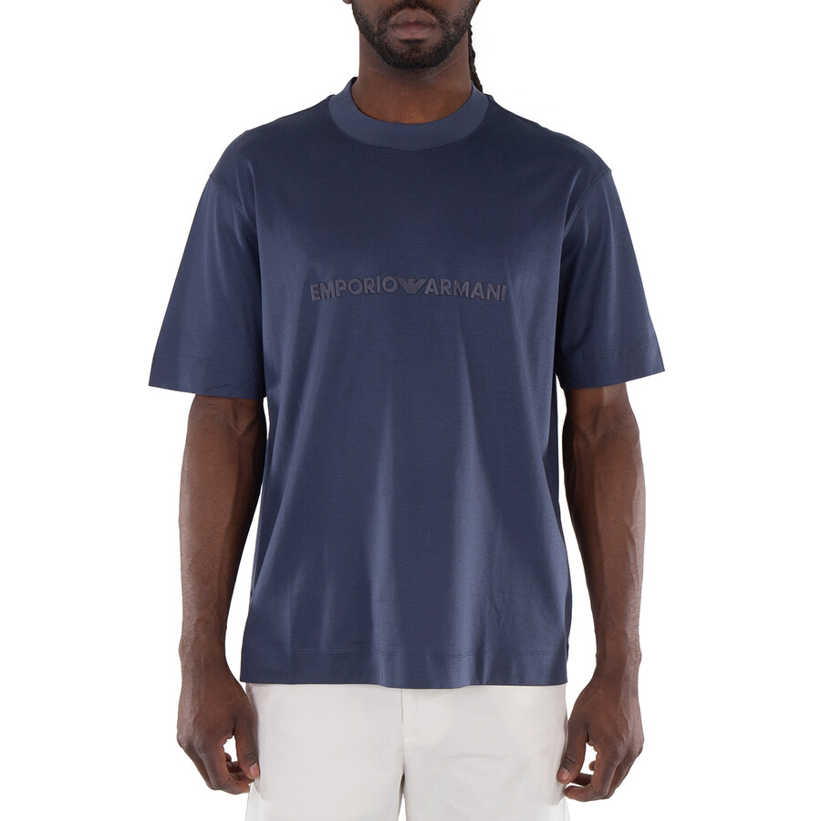 Tシャツ・カットソー EMPORIO ARMANI Embroidered viscose blend shirt Emporio Armani Logo Embroidered Lyocell-Blend T-Shirt, Size