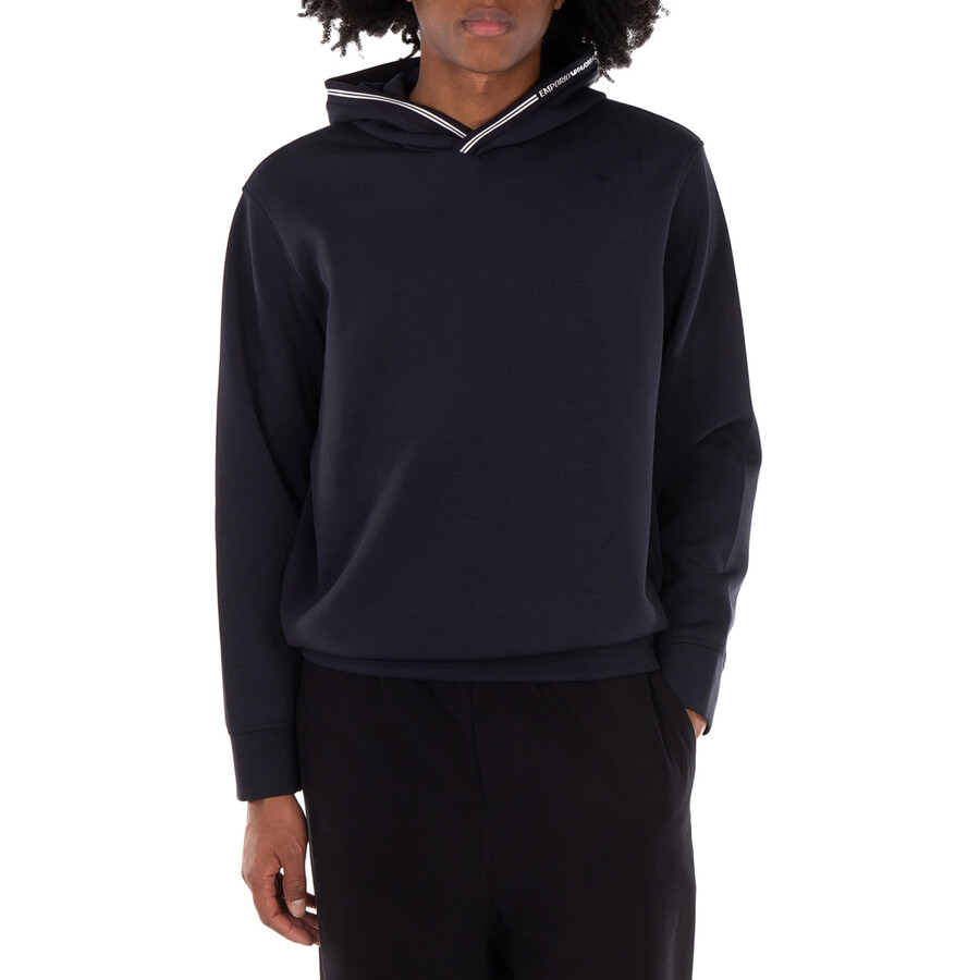 Logo Rib-Knit Trim Hoodie