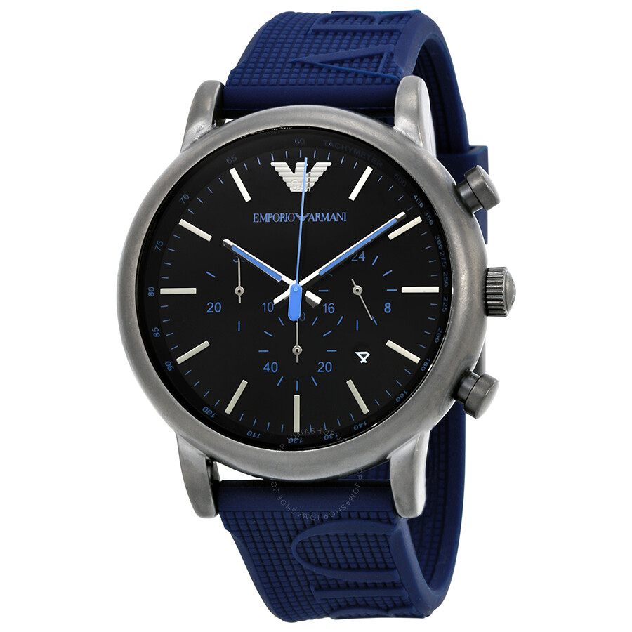 emporio armani black chronograph watch