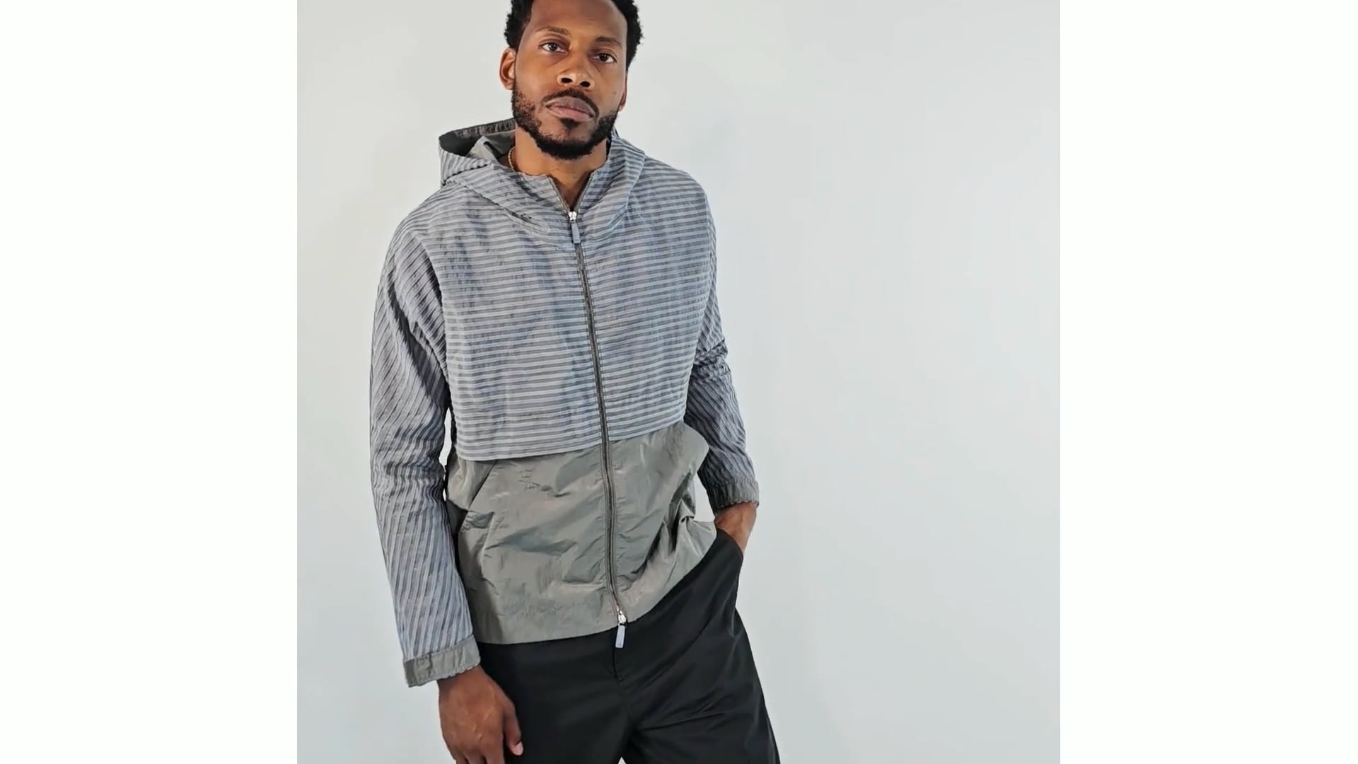 Emporio Armani Men's Bicolor Hooded Jacket, Brand Size 52 (US Size