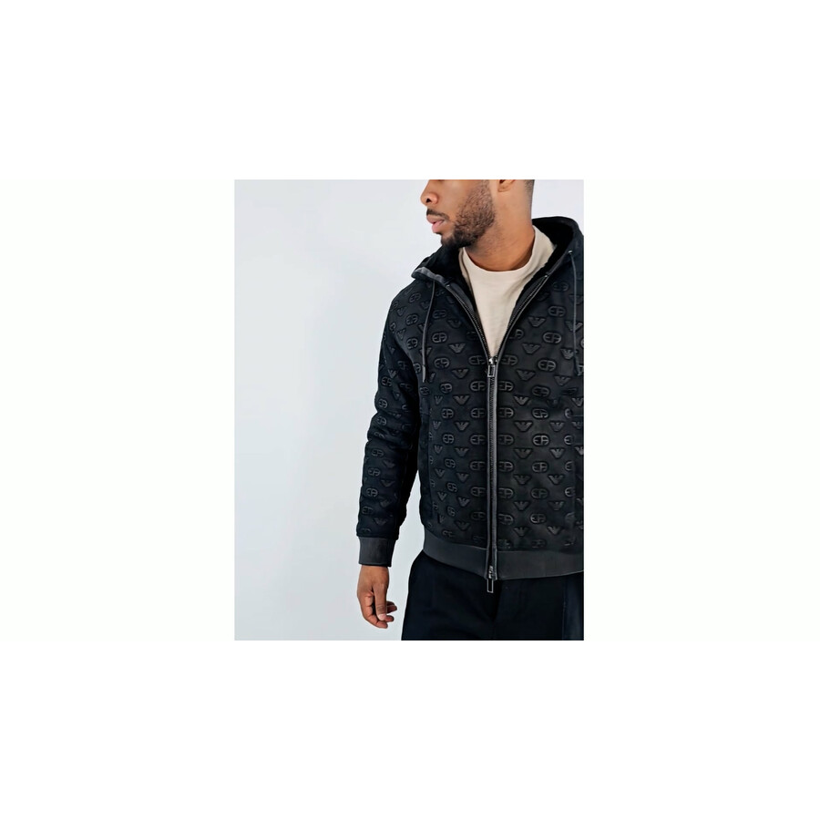 Emporio Armani Men's Black Logo-Embroidered Blouson Jacket, Brand