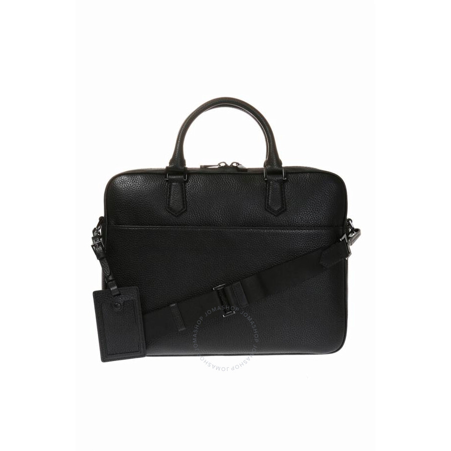Emporio Armani Men's Black Pebble Leather Briefcase Y4P050YC89J80001