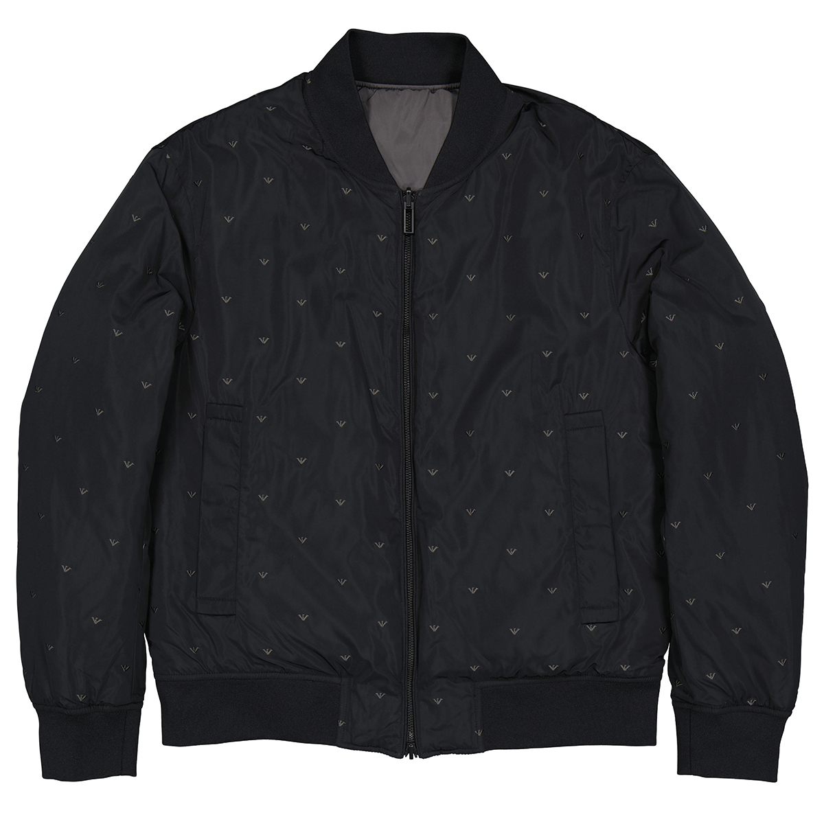 Black Reversible Nylon Bomber Jacket 