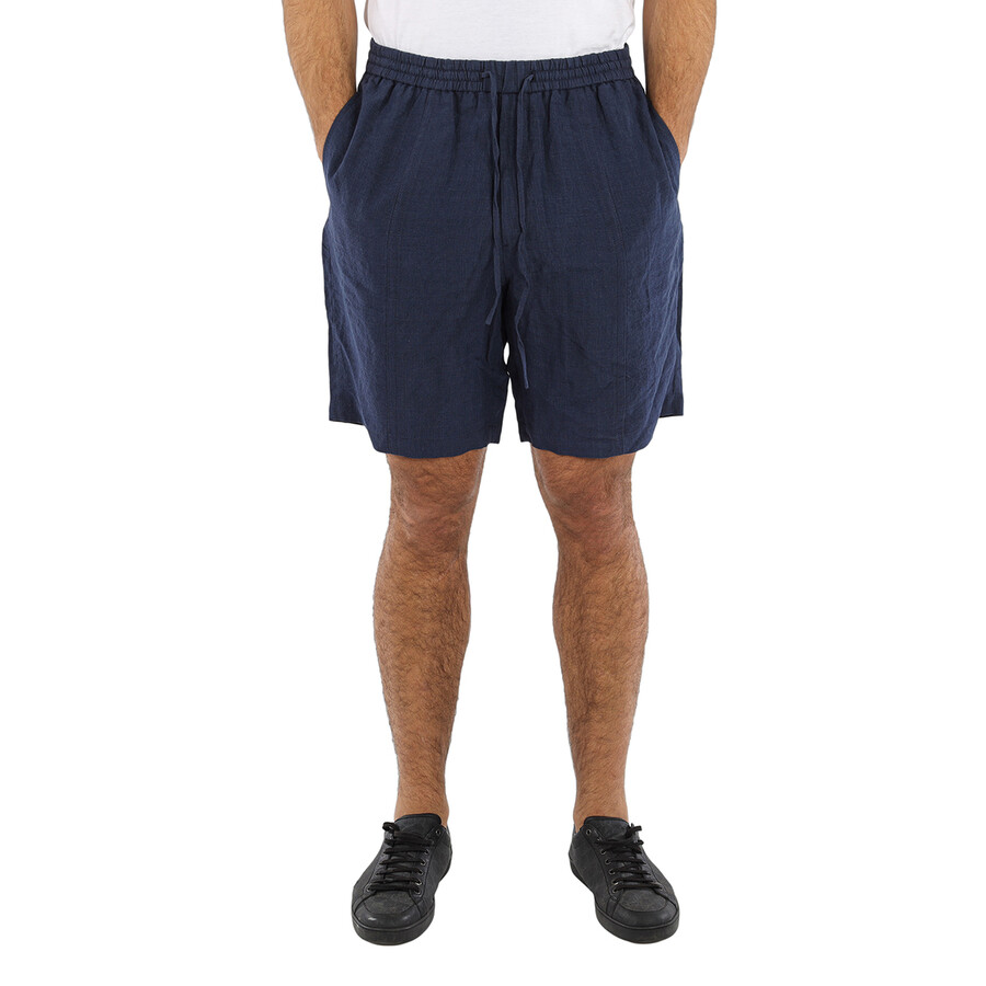 Men's Blue Faded Linen Drawstring Board Shorts